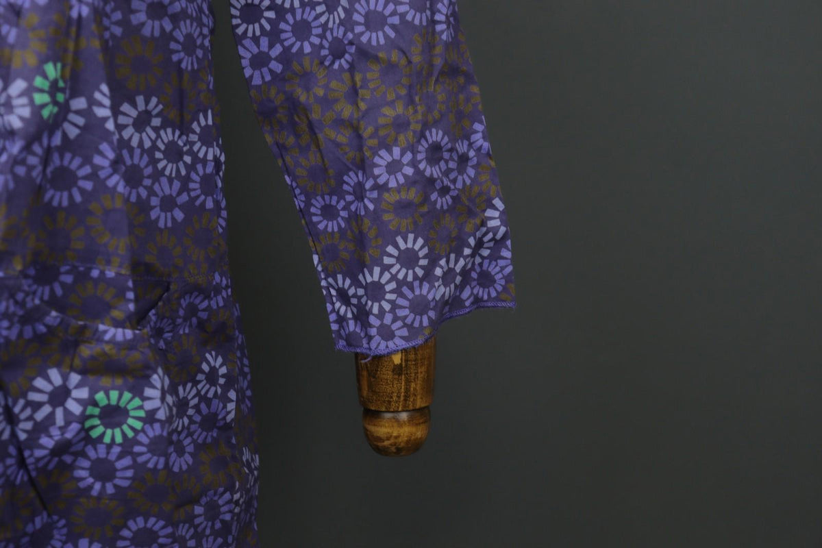 GUDRUN SJÖDEN Multi Flower Cotton Long Sleeve Button Front Tunic Shirt Top Sz S