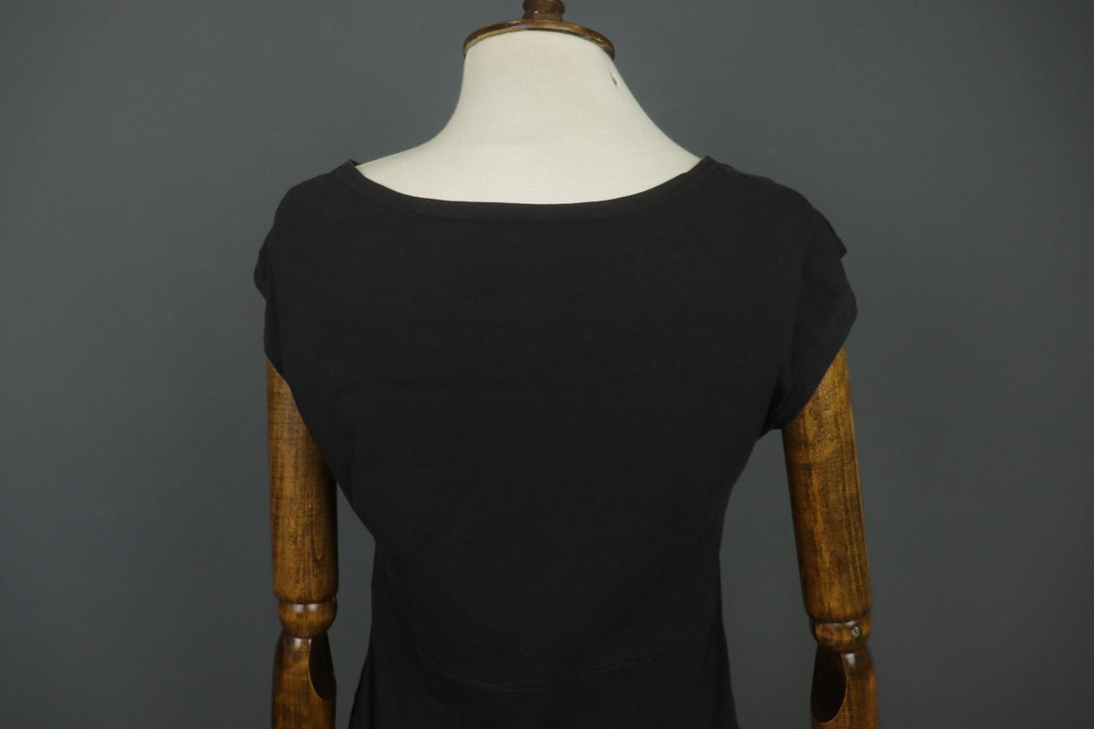 GUDRUN SJODEN Black Cotton Short Sleeve Scoop Neck Pullover Shift Dress – Size M