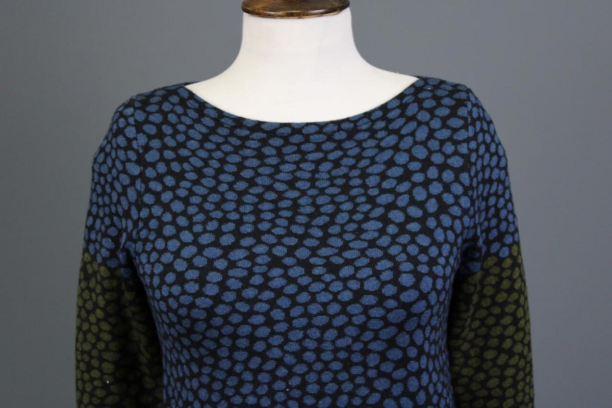 OLEANA ESPELAND Multicolor Printed Silk Wool Knit Tunic Pullover Sweater – Size XS