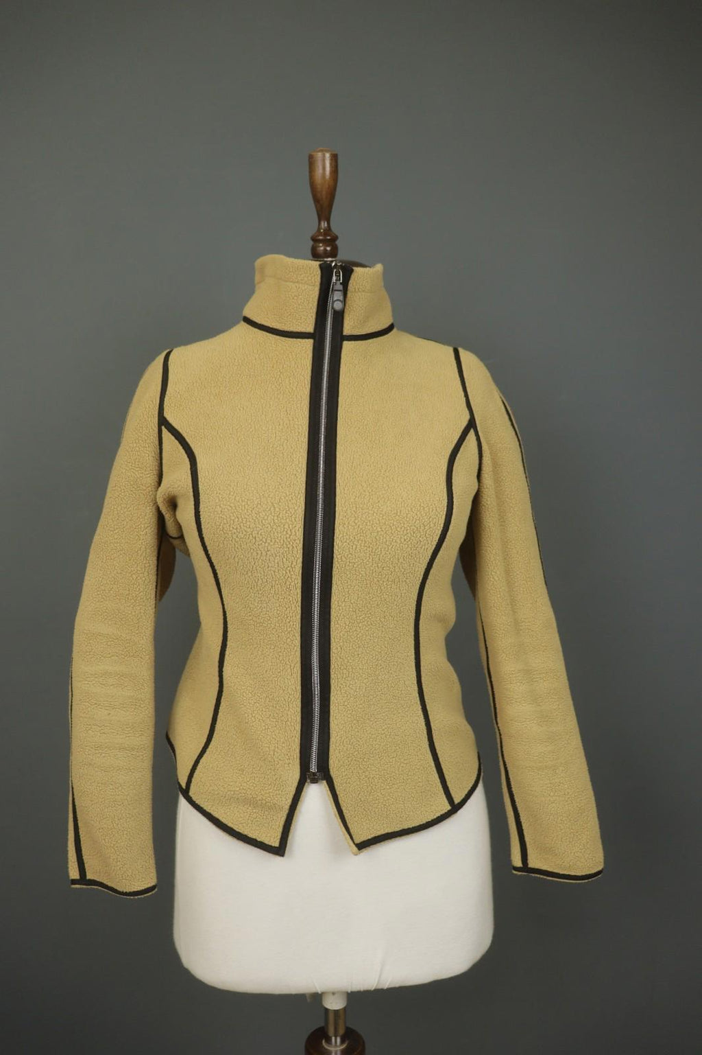 FRAUENSCHUH Tan Long Sleeve Mock Neck Athletic Full Zip Fleece Jacket – Size S