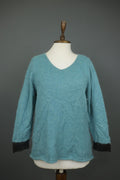 GUDRUN SJODEN Blue Tight Knit Casual Long Sleeve V-Neck Pullover Sweater – Size M