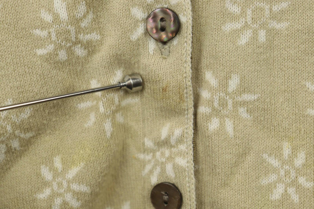 GUDRUN SJÖDEN Beige Floral Long Sleeve Button Front Cardigan Sweater – Size L