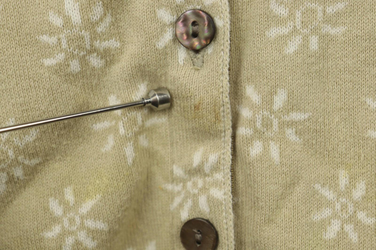 GUDRUN SJÖDEN Beige Floral Long Sleeve Button Front Cardigan Sweater – Size L
