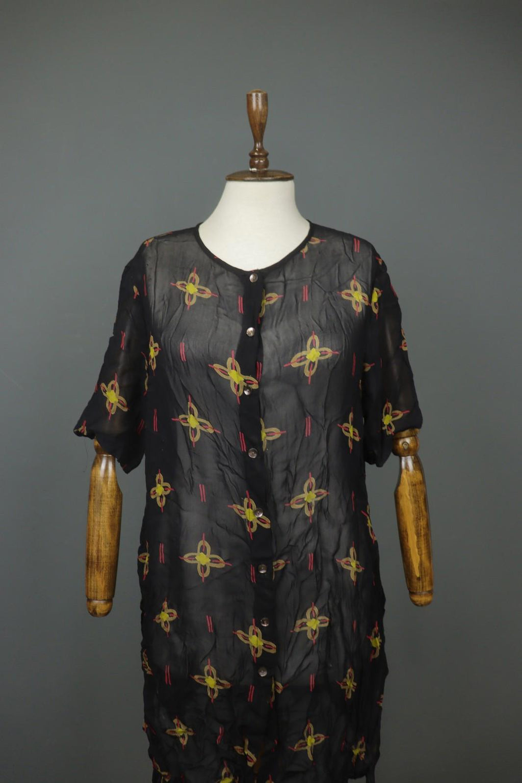 GUDRUN SJÖDEN Multi Floral Viscose Long Sleeve Button Front Shirt Dress – Size M