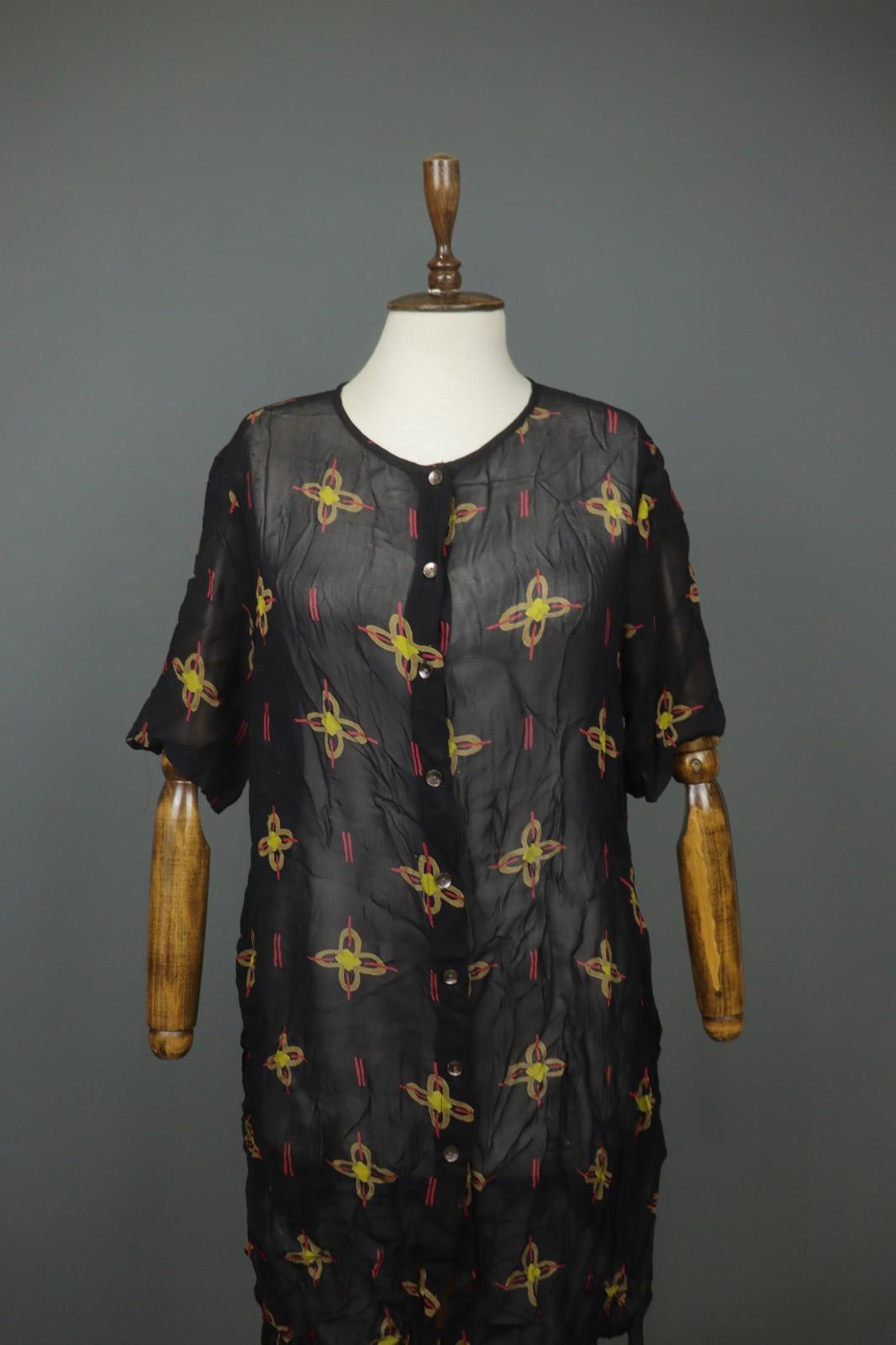 GUDRUN SJÖDEN Multi Floral Viscose Long Sleeve Button Front Shirt Dress – Size M