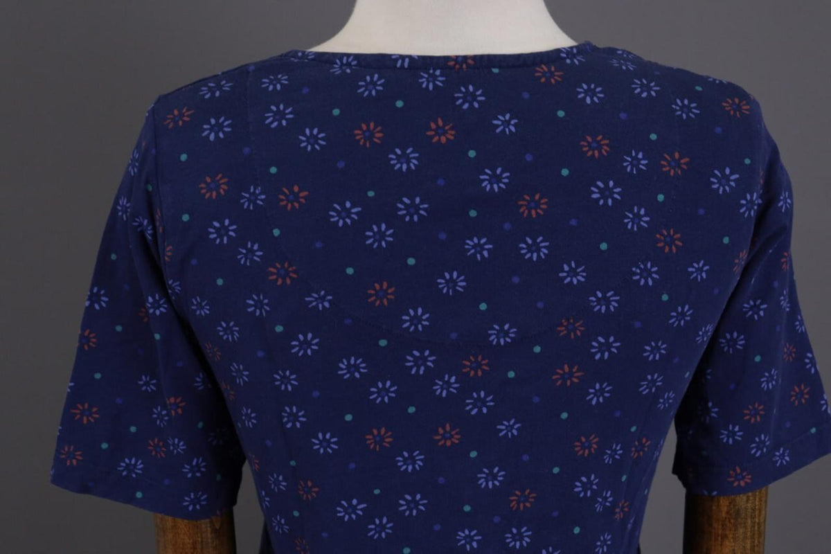 GUDRUN SJODEN Blue Floral Short Sleeve Blouse Top Shirt – Size S