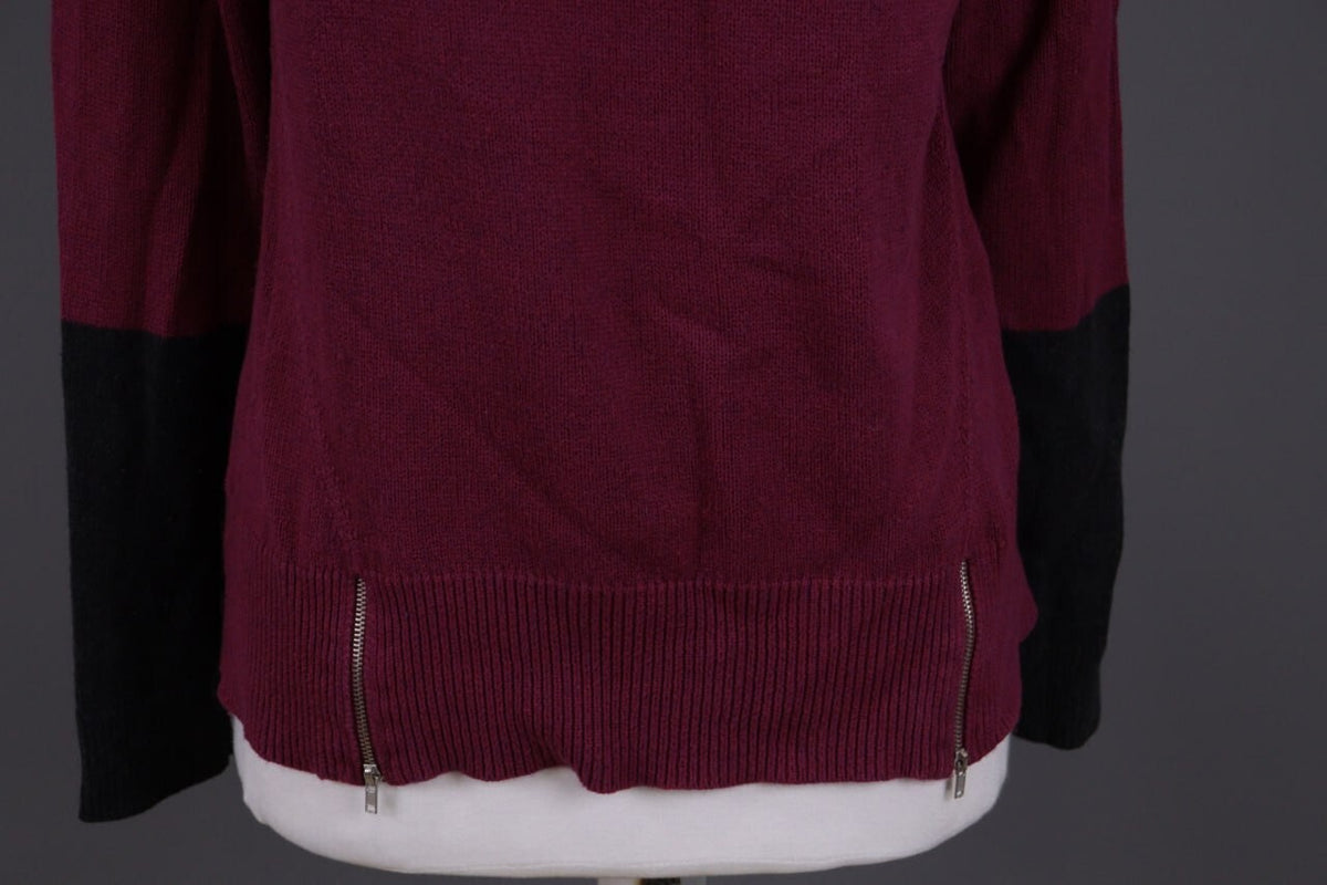 Eileen Fisher Burgubdy Lagenlook Cotton Cashmere Knit Oversized Sweater – Size M
