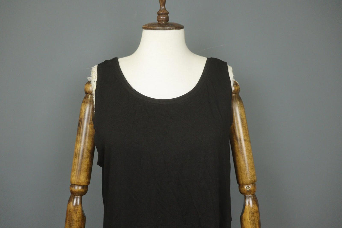 GUDRUN SJODEN Black Casual Sleeveless Round Neck Wide Strap Tank Dress – Size XL