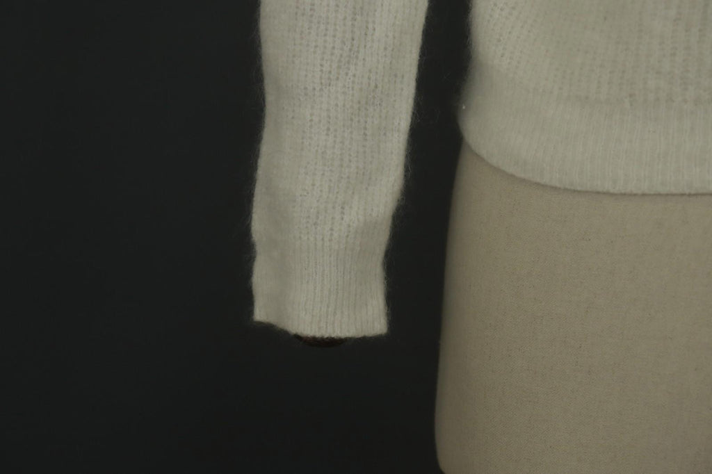 LA MAILLE SÉZANE White Knitted Long Sleeve Mock Neck Button Front Sweater – Size S