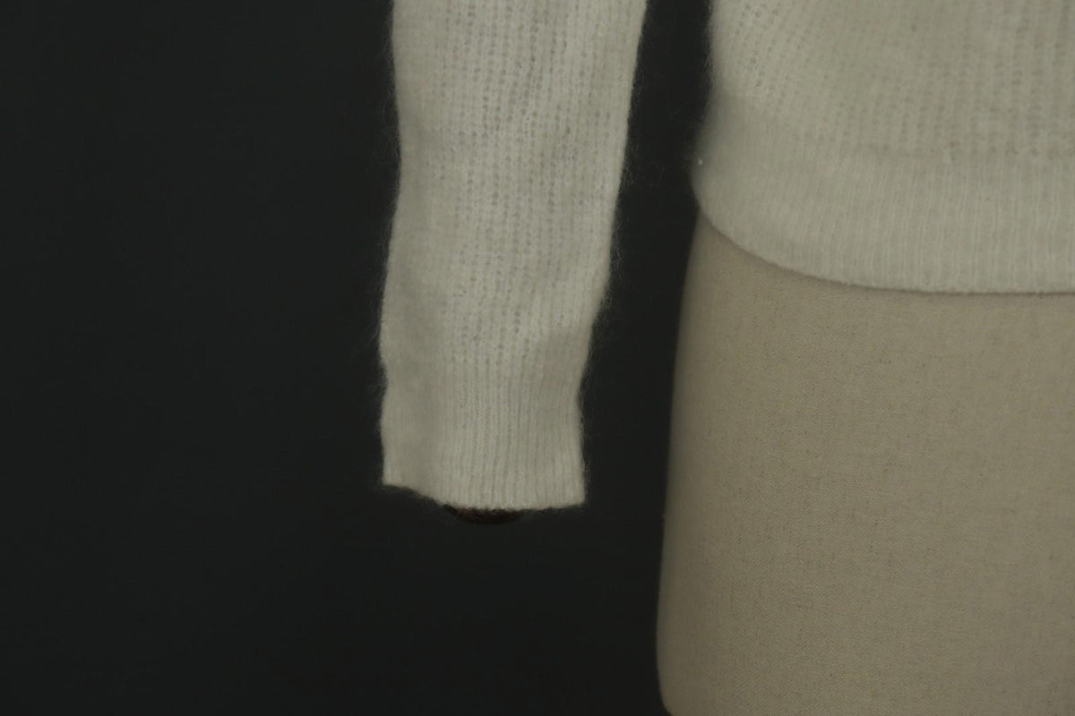 LA MAILLE SÉZANE White Knitted Long Sleeve Mock Neck Button Front Sweater – Size S