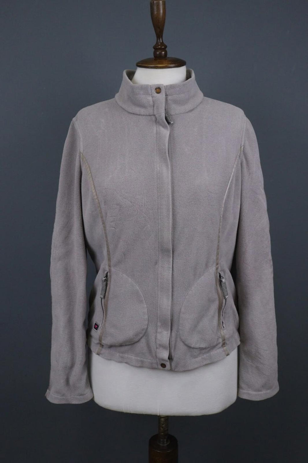FRAUENSCHUH Gray Mock Neck Zipper Long Sleeve Zip Pockets Fleece Jacket – Size L