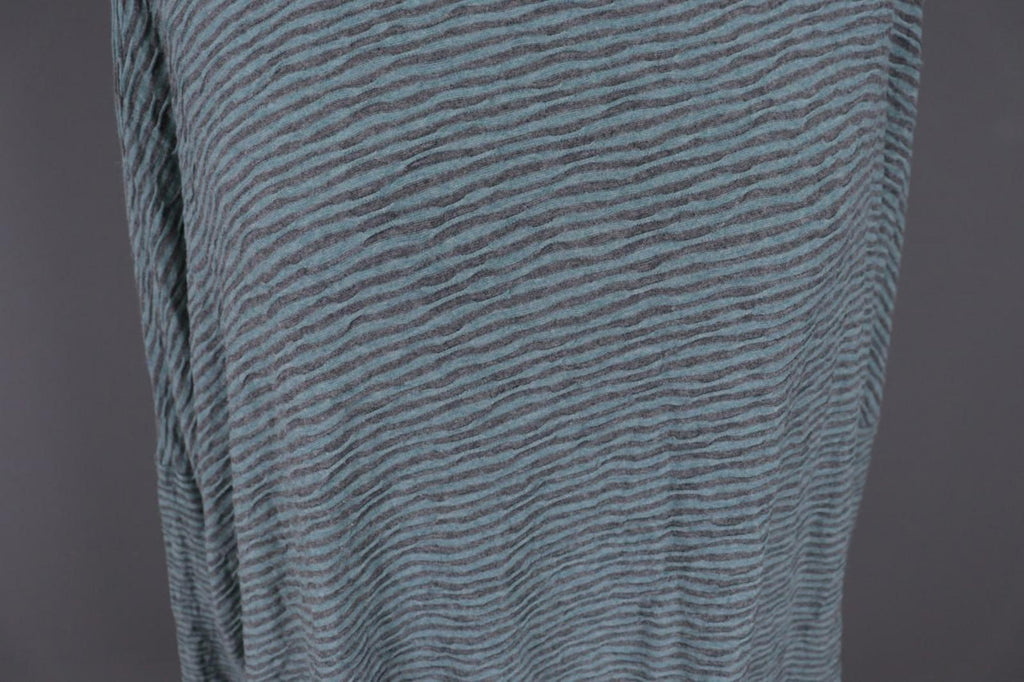 OSKA Green Black Striped Viscose Round Neck Asymmetrical Hem Blouse Top – Size 2