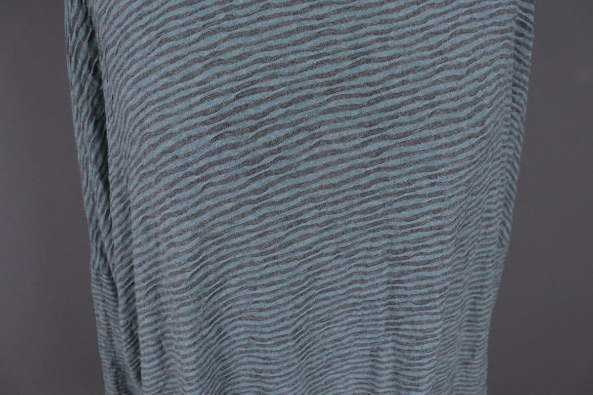 OSKA Green Black Striped Viscose Round Neck Asymmetrical Hem Blouse Top – Size 2