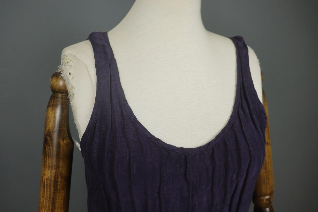 GRIZAS Purple Linen Regular Fit Wide Strap Scoop Neck Pullover Tank Dress – Size S