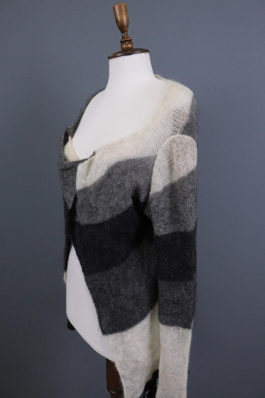 SARAH PACINI Multicolor Colorblock Mohair Wool Knit Cape Cardigan One Size