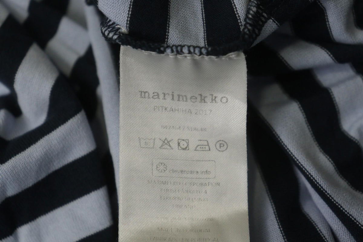 MARIMEKKO PITKAHIHA Navy Blue Striped Long Sleeve Round Neck Pullover Blouse Top