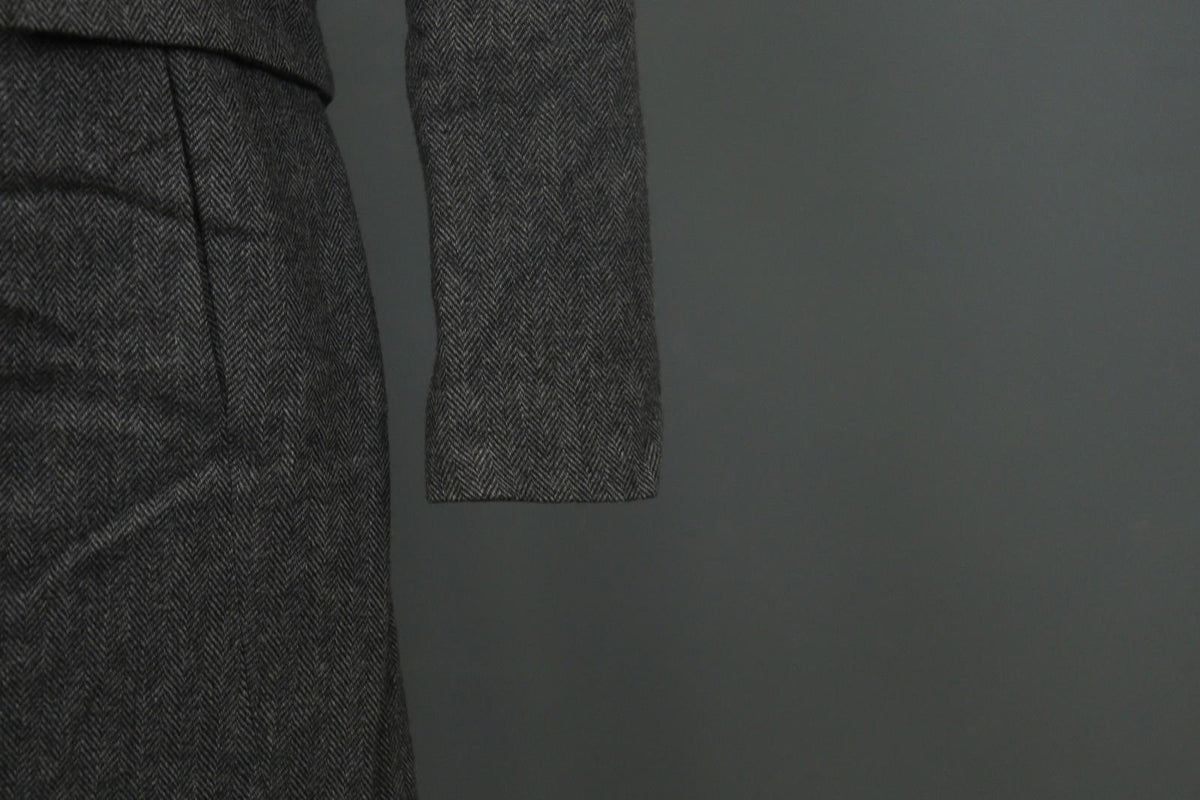 ANNETTE GOERTZ Gray Herringbone Wool Long Sleeve Button Front Long Coat – Size 38