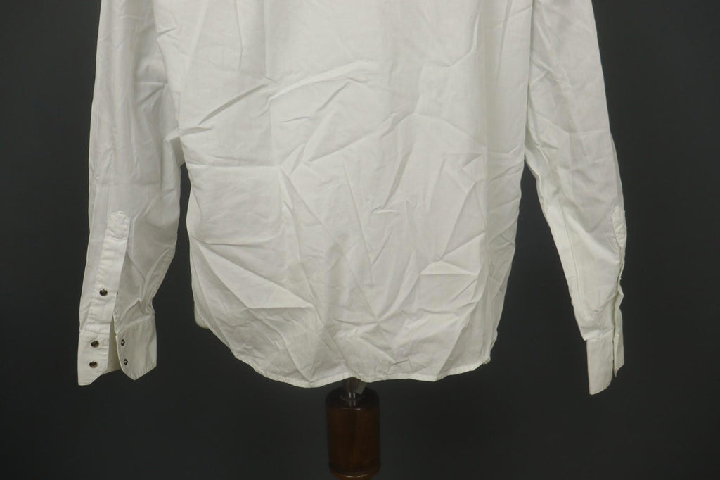 THIERRY MULGER White Long Sleeve Collared Flap Pockets Snap Button Shirt Sz M/L