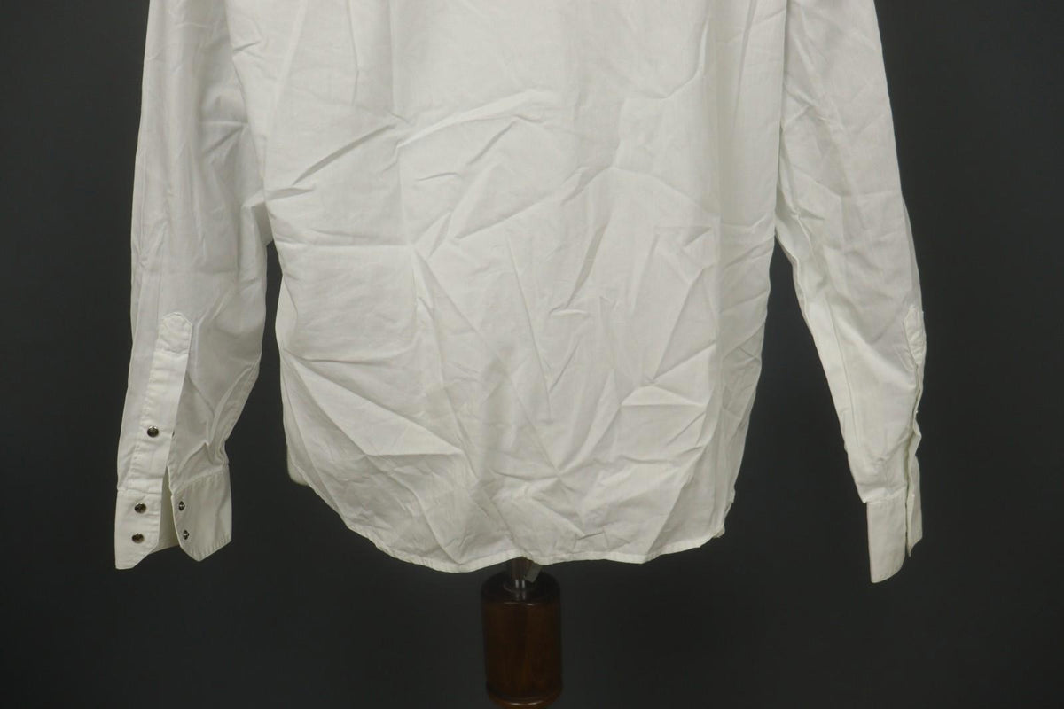 THIERRY MULGER White Long Sleeve Collared Flap Pockets Snap Button Shirt Sz M/L