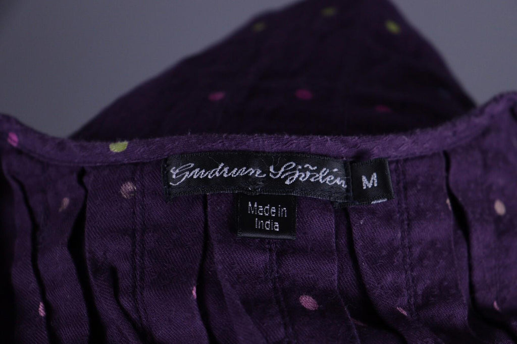 GUDRUN SJODEN Purple Dotted Lagenlook Relaxed Long Sleeve Blouson Dress – Size M