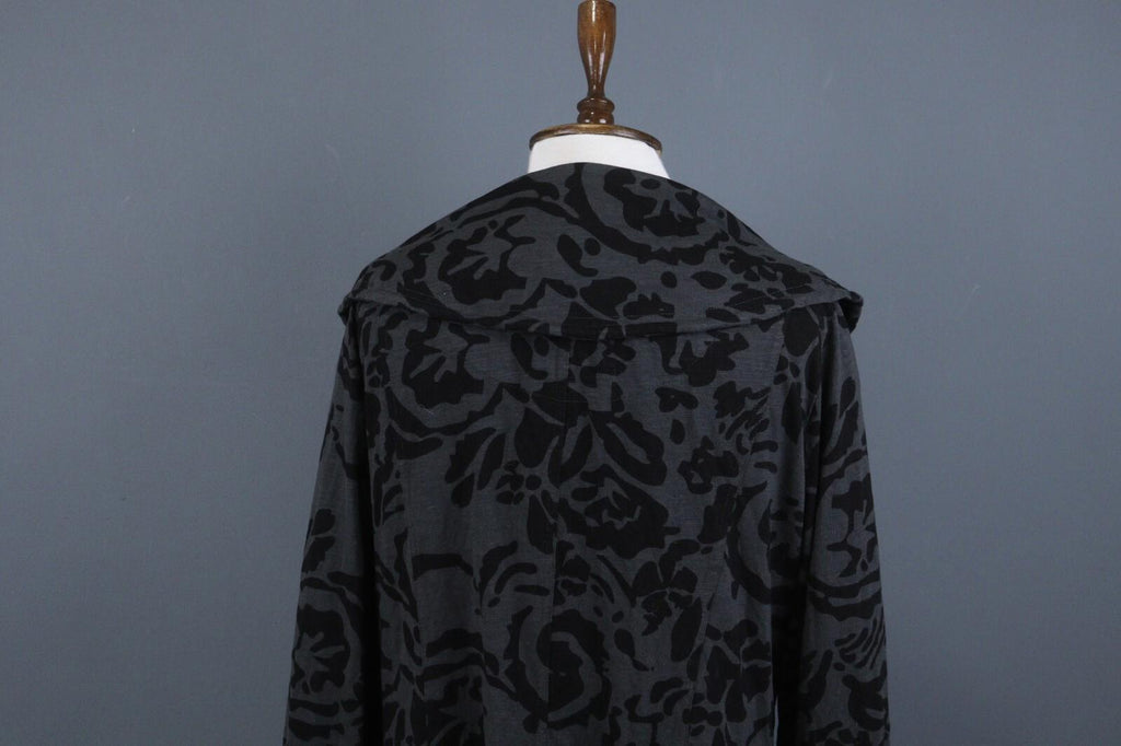 TOAST Black Gray Geometric Pattern Wool Tweed Button Front Blazer Jacket Sz M/L