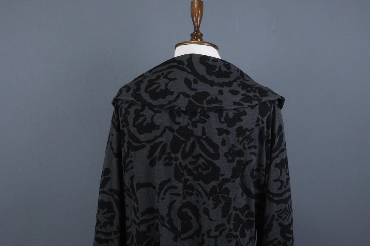 TOAST Black Gray Geometric Pattern Wool Tweed Button Front Blazer Jacket Sz M/L