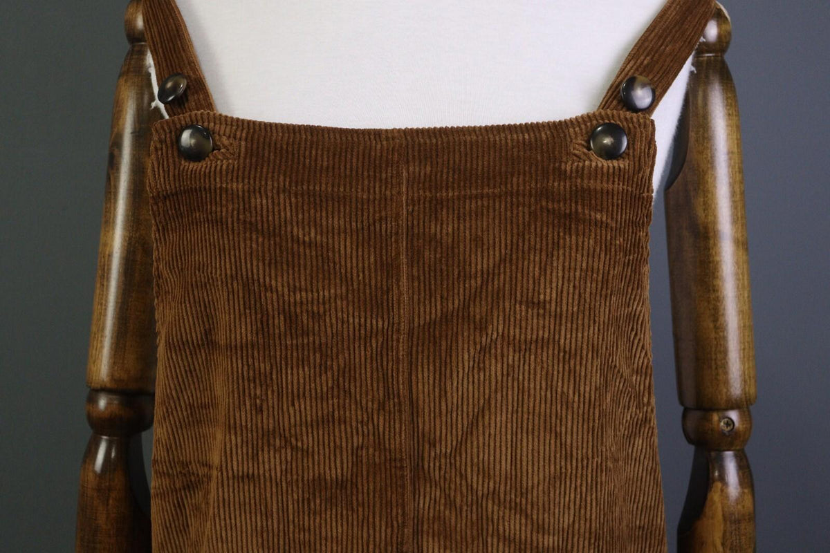 SEZANE Brown Sleeveless Pockets Corduroy Dungaree Dress – Size 38