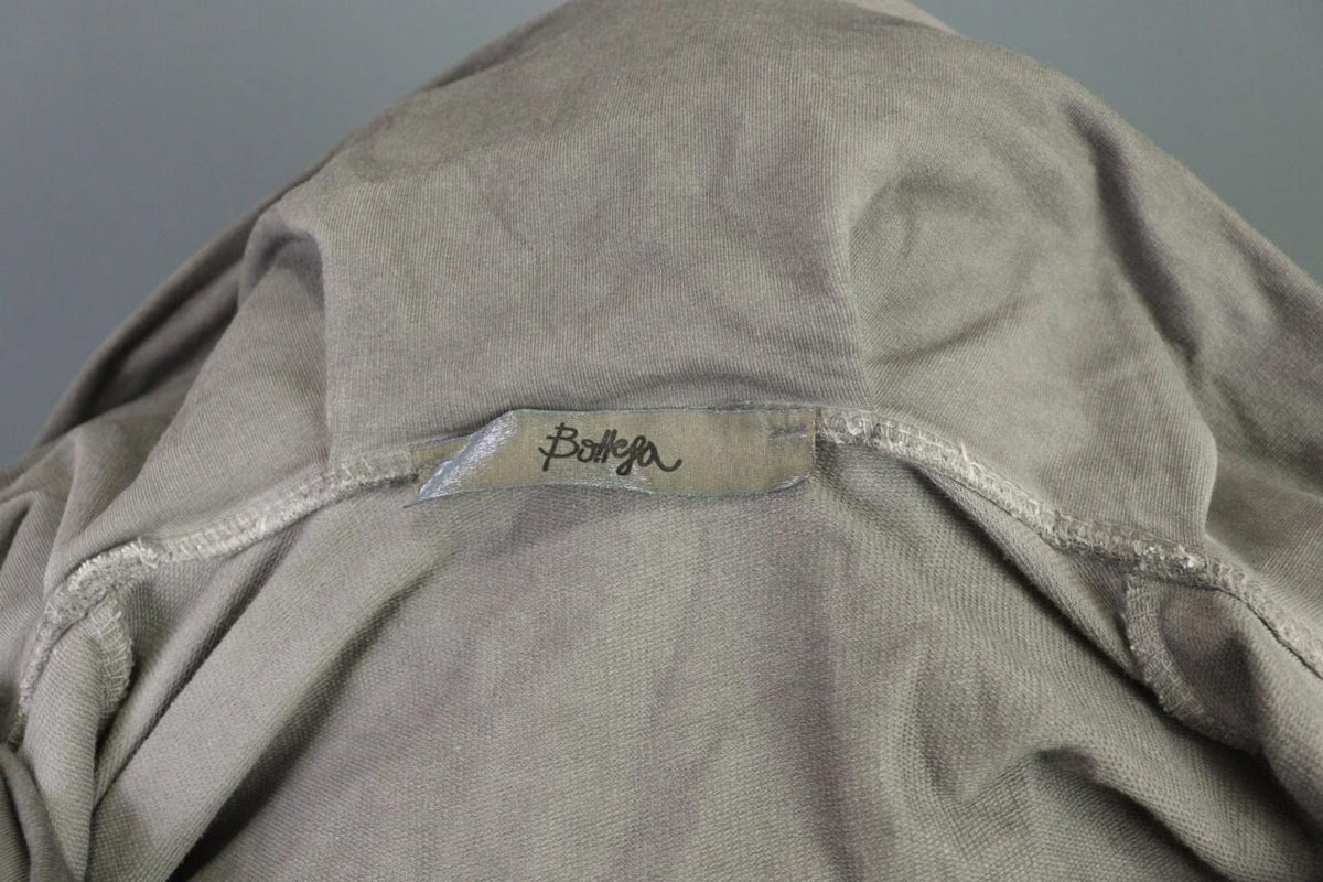 BOTTEGA Gray Lagenlook Designer Embroidered Cardigan Sweater