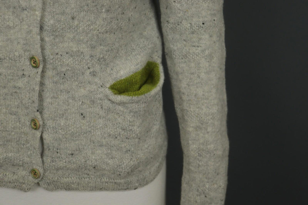 GUDRUN SJODEN Gray Crew Neck Raglan Sleeve Button Front Cardigan Sweater – Size S