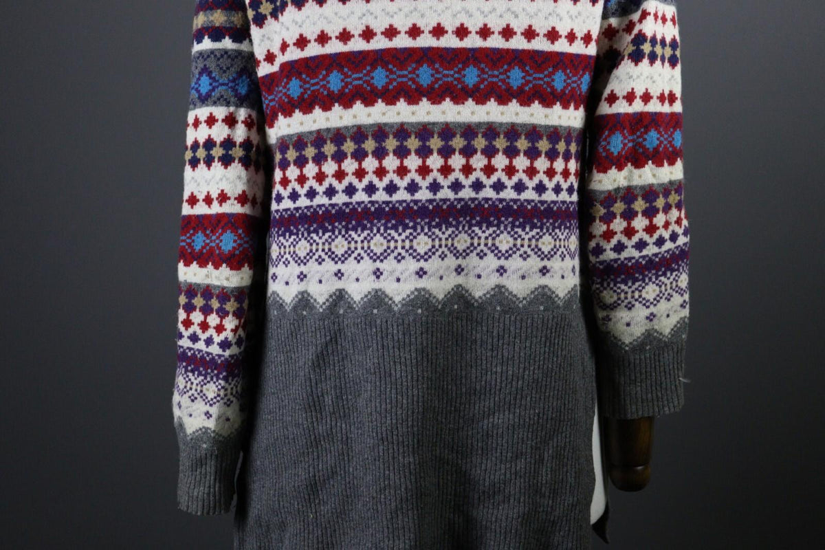 LOVE MOSCHINO Colorful Fair Isle Knit Hoodie Sweater – Size 42