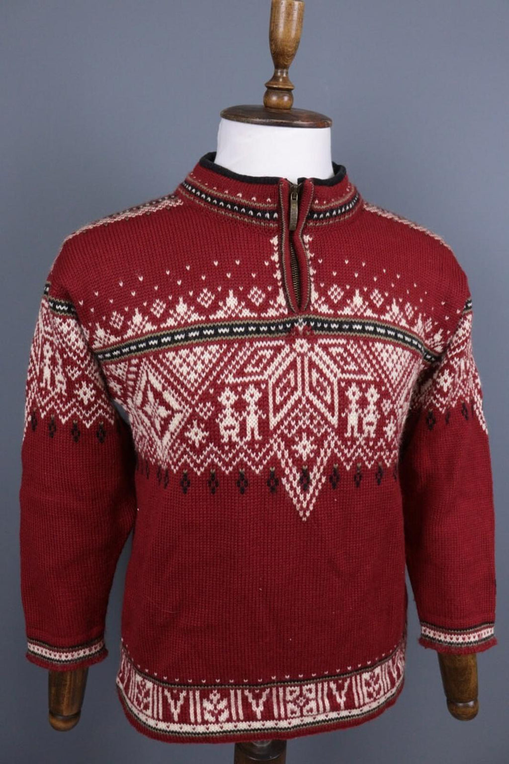 DALE OF NORWAY Sport Red Fair Isle 1/4 Zip Insulated Knit Ski Sweater Sz XS