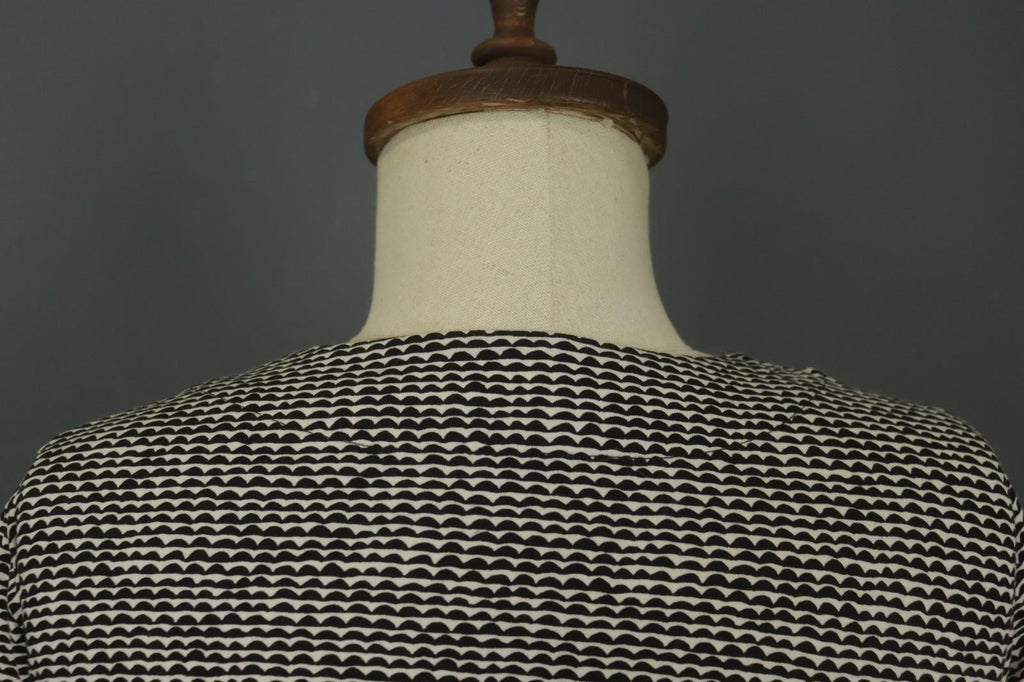 MARIMEKKO MEITIN Black & White Striped Cotton Long Sleeve Shift Dress – Size M