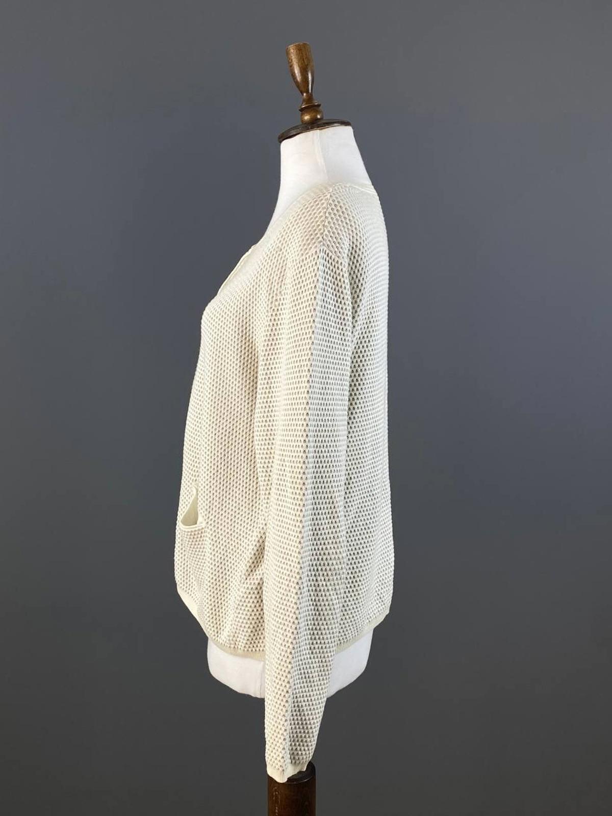 GUDRUN SJODEN Ivory Textured Knit Cardigan Sweater – Size L