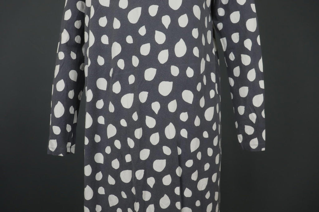 MARIMEKKO Gray White Polka Dot Viscose Long Sleeve Pullover Shift Dress – Size M