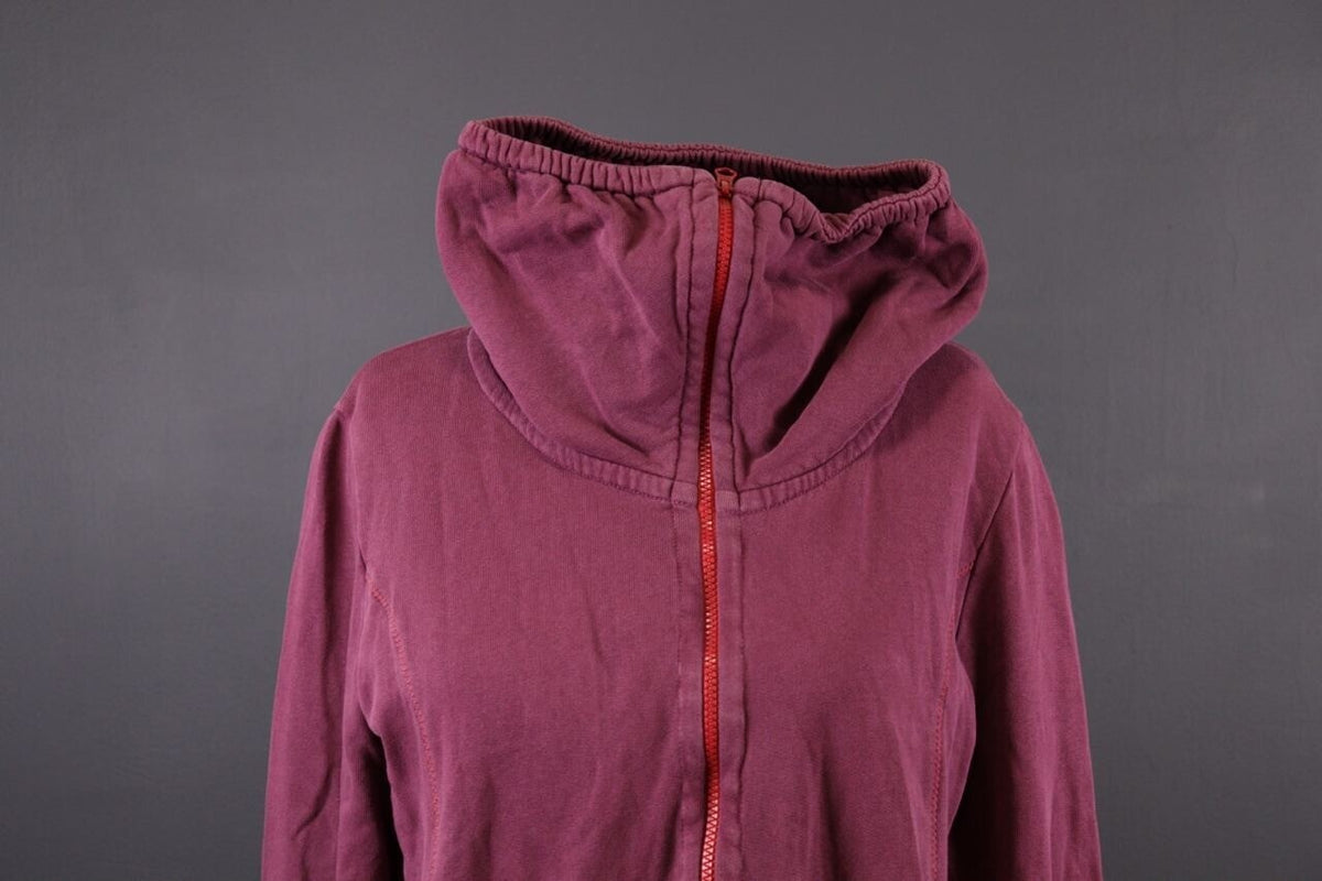 Deerberg Burgundy Floral Embroidered High Neck Full Zip Sweater – Size L