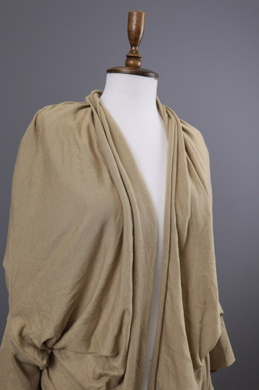 Lauren Ralph Lauren Beige Lagenlook Silk Open Front Cardigan Cape – Size L