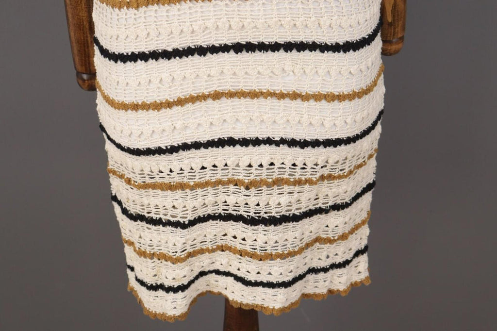 BNWT ISABEL MARANT ETOILE Beige Striped Crochet Knit Sleeveless Midi Dress Sz 36