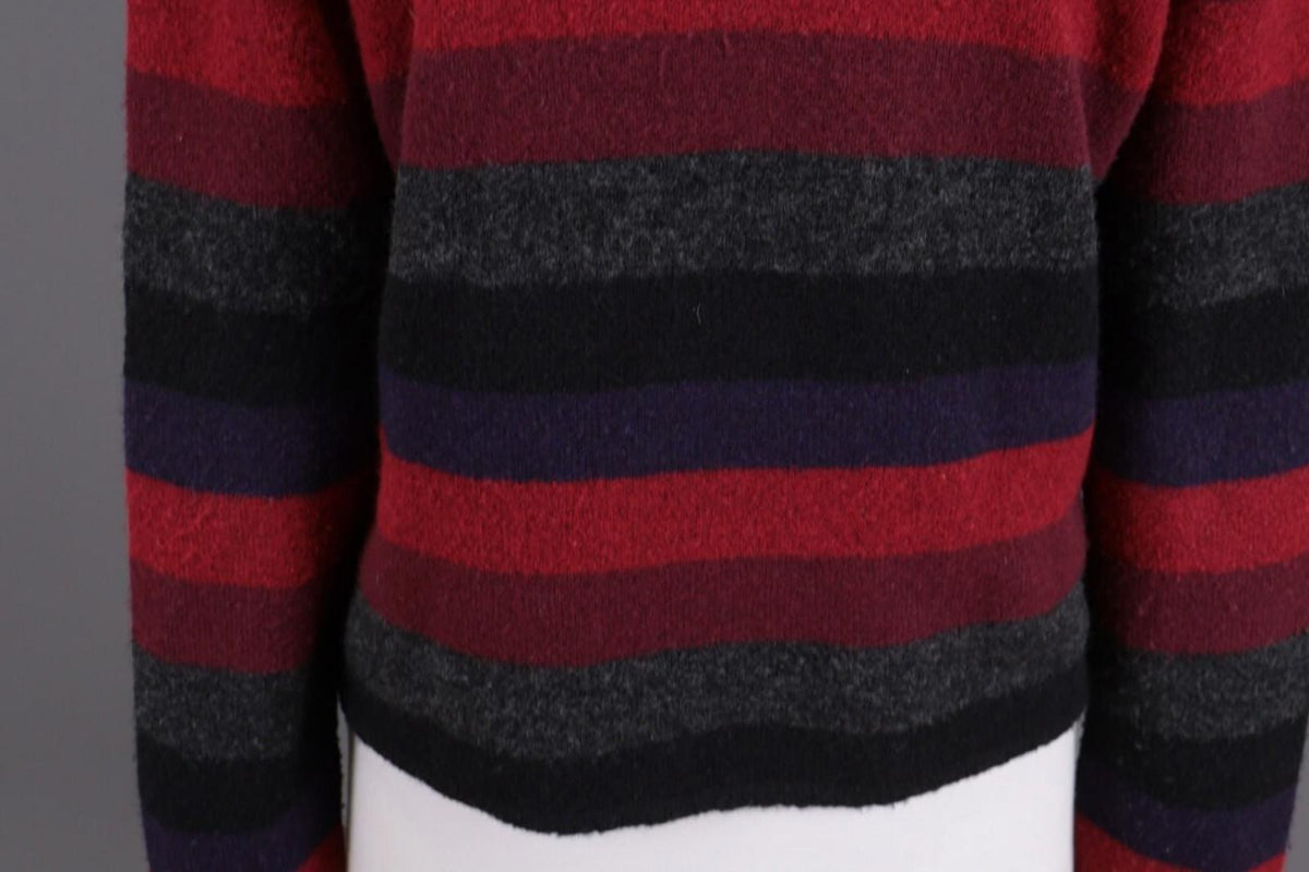 SARAH PACINI Multicolor Wool Striped Turtle Neck Knit Sweater One Size