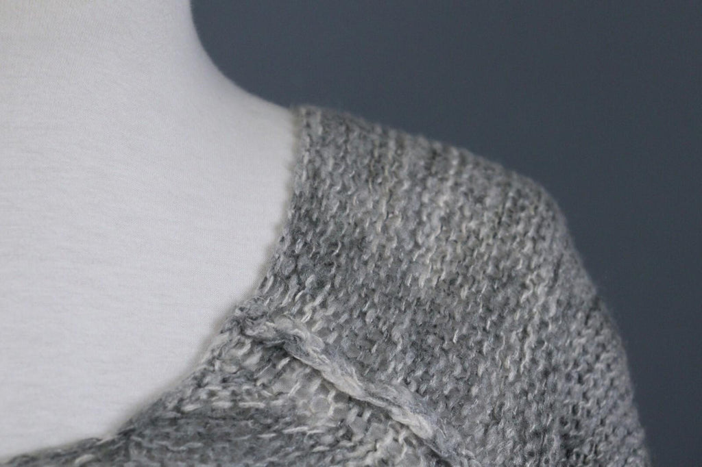 ANNETTE GORTZ Gray Long Sleeve Round Neck Lagenlook Cropped Sweater