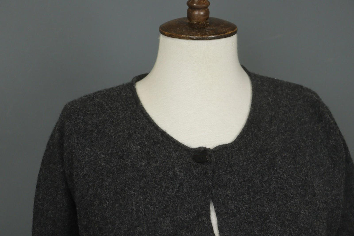 FABIANA FILIPPI Gray Merino Wool Long Sleeve Open Front Cardigan Sweater – Size 44