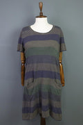GUDRUN SJODEN Multicolor Striped Linen Short Sleeve Sweater Dress – Size S – Used