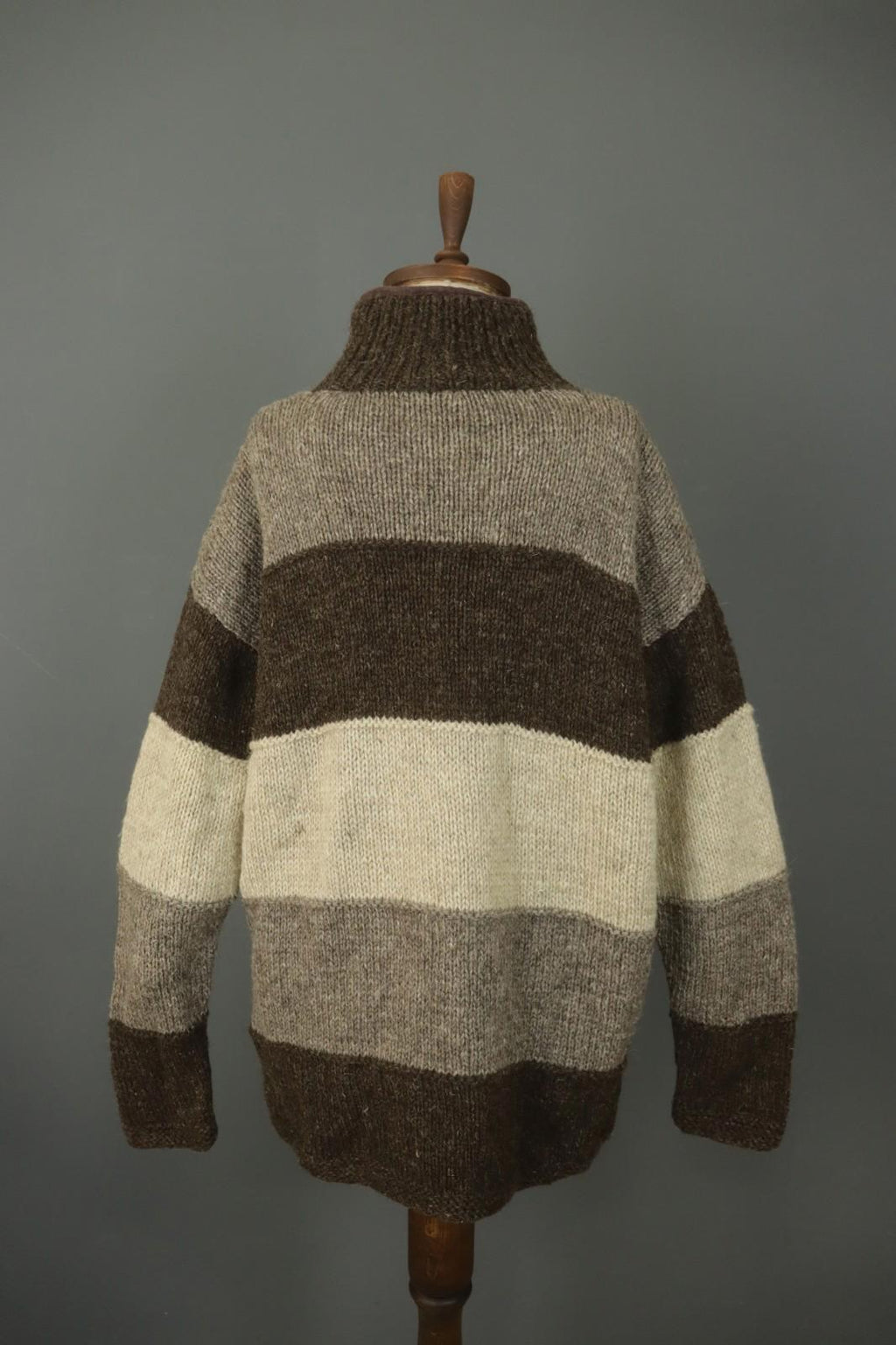PACHAMAMA Multi Striped Wool Cable Knit Mock Neck 1/4 Zip Sweater – Size L / M