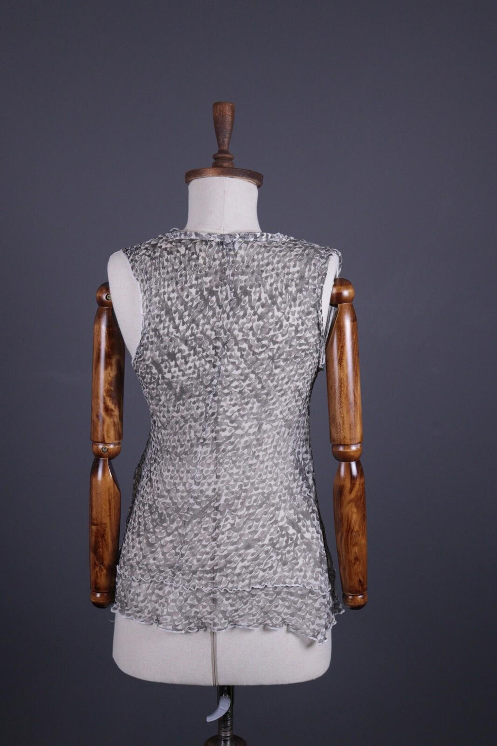 TRANSIT PAR SUCH Gray Silk Abstract Sleeveless Mesh Tank Top – Size M
