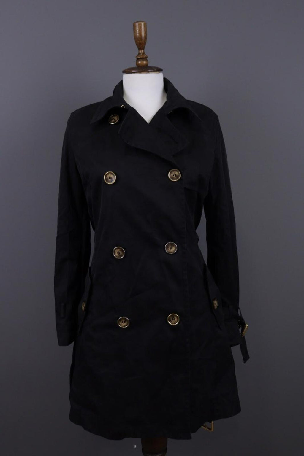 WEEKEND MAX MARA Black Double Breasted Belted Trench Coat – Size I 44 / GB 12 / S