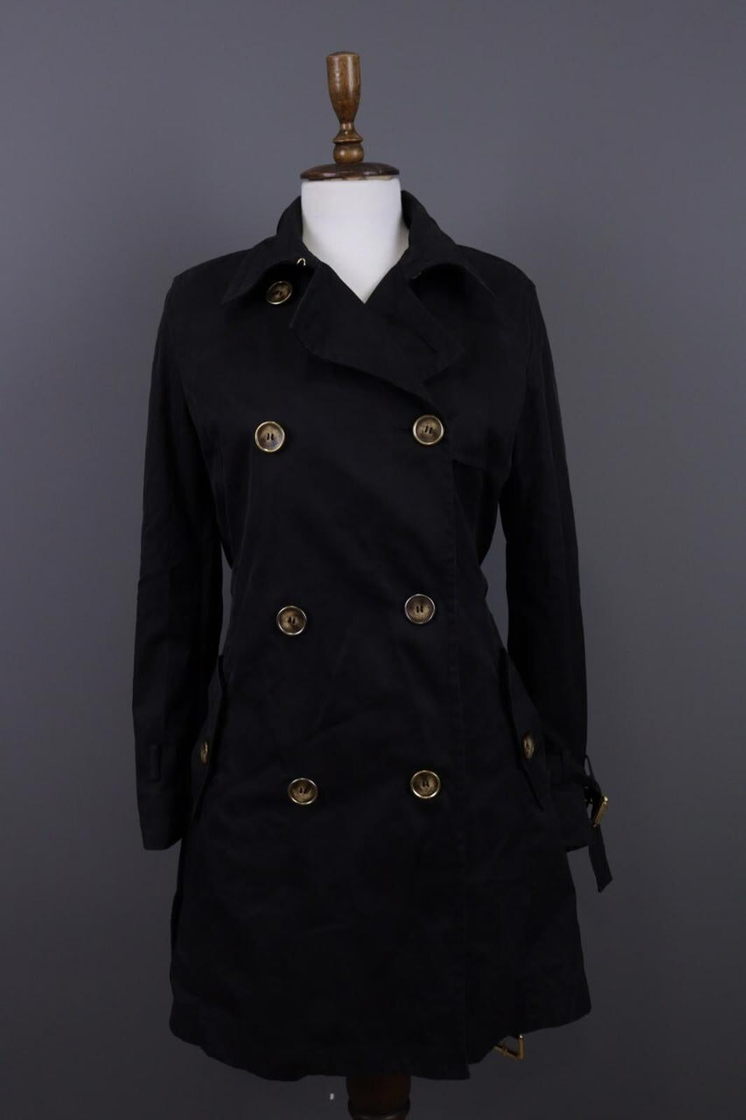 WEEKEND MAX MARA Black Double Breasted Belted Trench Coat – Size I 44 / GB 12 / S