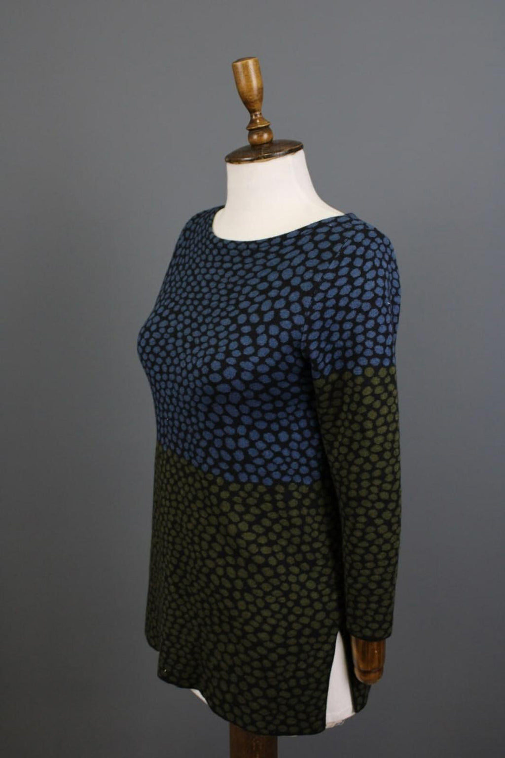 OLEANA ESPELAND Multicolor Printed Silk Wool Knit Tunic Pullover Sweater – Size XS