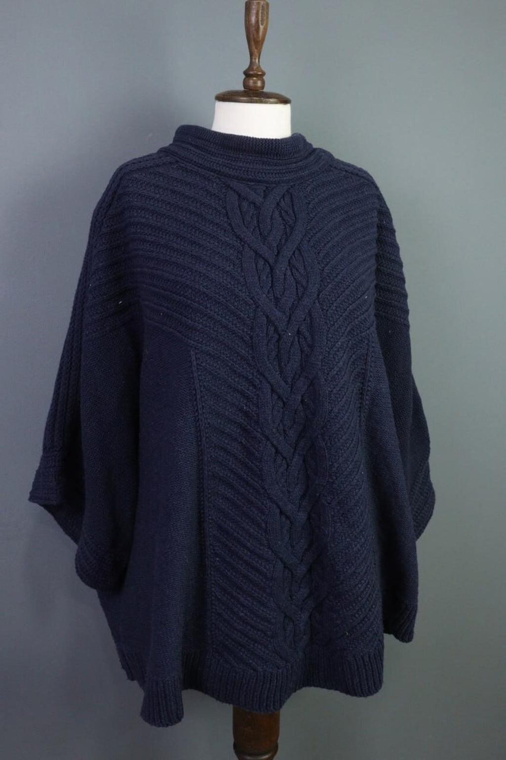 SAINT JAMES Blue Cable Wool Knit Poncho Lagenlook Sweater – Size OS