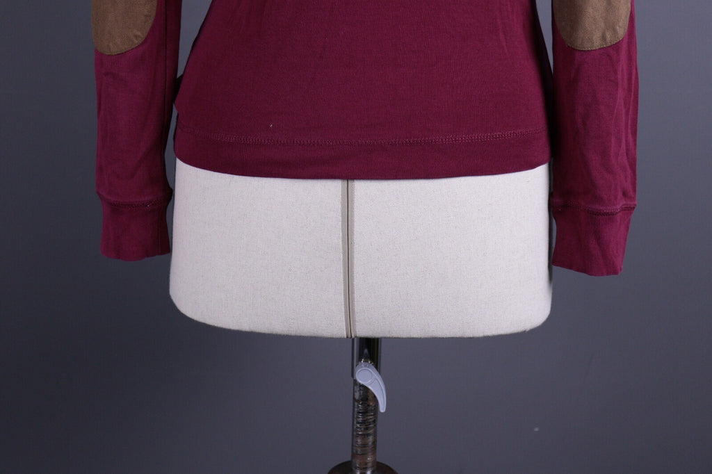 Lauren Jeans Co. Ralph Lauren Burgundy Elbow Patches Long Sleeve Top Shirt Sz M
