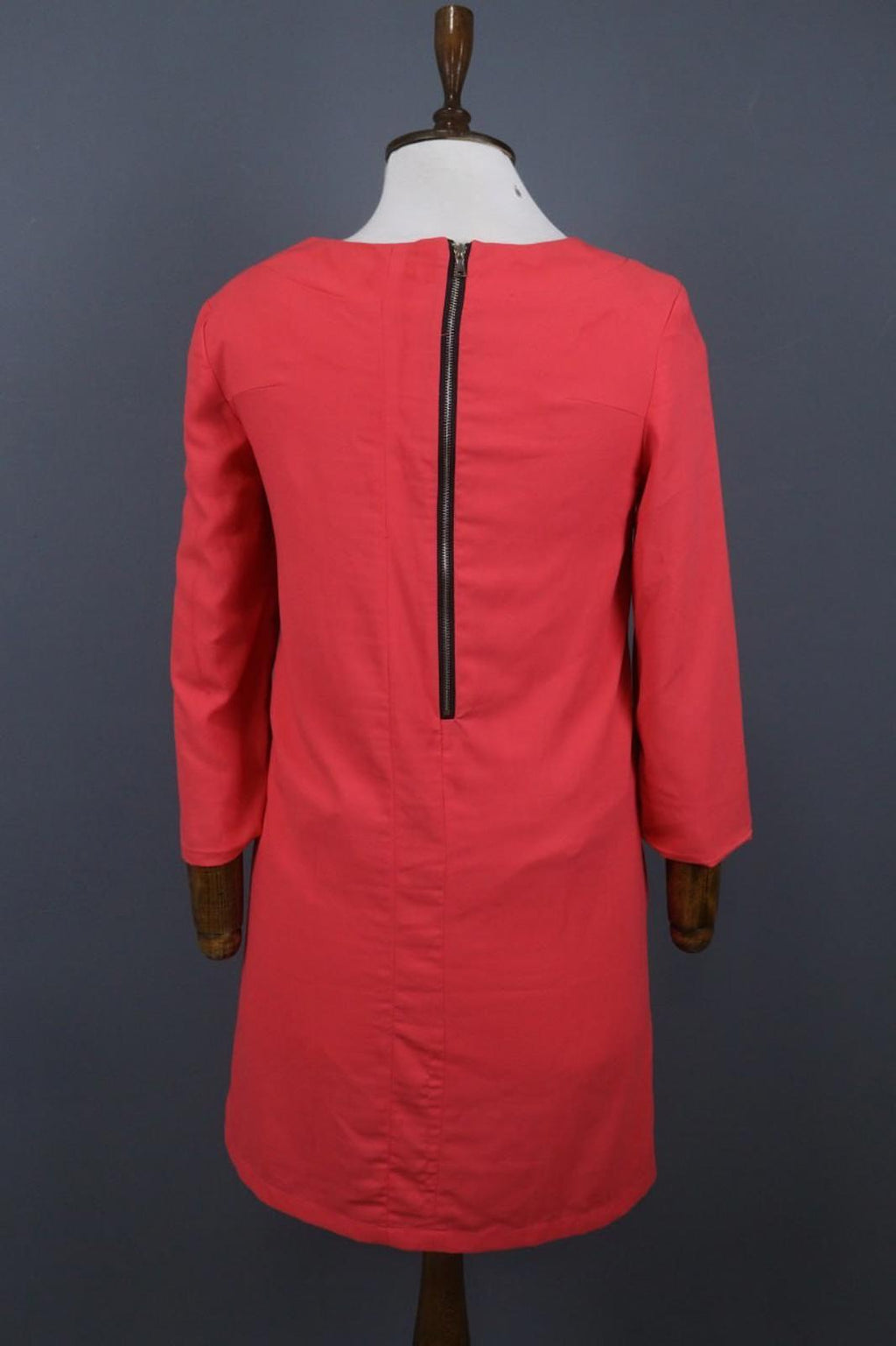 MARNI Pink Linen Blend Casual Long Sleeve Round Neck Back Zip Shift Dress Sz 36