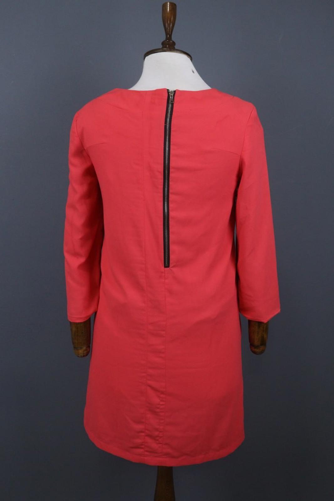 MARNI Pink Linen Blend Casual Long Sleeve Round Neck Back Zip Shift Dress Sz 36